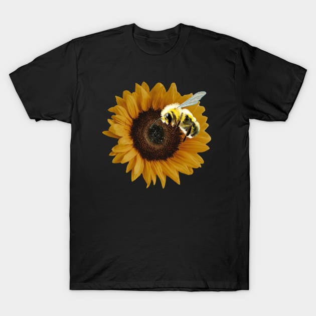 Save the Bees - realism sunflower and bee T-Shirt by Tenpmcreations